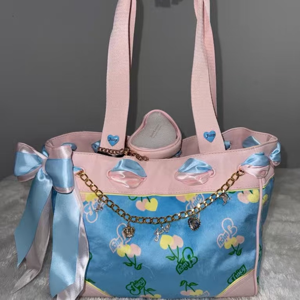 Juicy Couture Pink and Blue Floral Tote